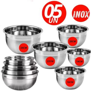 Imagem de Kit Cozinha 05 Tigelas  de Potes Bowls em Aço Inox