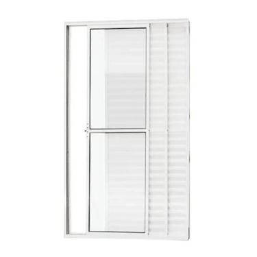 Imagem de Porta balcão 3 folhas 210x120 branco com trinco linha 20 - ESQUADRIAS 