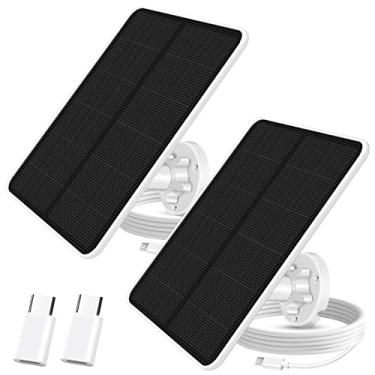 Imagem de GUYUFEADM Painel Solar para Câmera de Segurança, Painel Solar de Câmera de 7 W com Porta Micro Usb e Usb-C, Painel Solar de Câmera de Segurança À Prova D'Água Ip65 para Câmera com ()