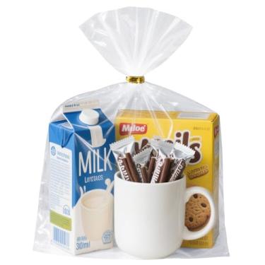 Imagem de RICEDUO Pacote com 50 sacos de presente de celofane com reforço inferior transparente de 25,4 cm x 35,5 cm com laços dourados de 12 cm - Embalagem elegante para violoncelo para embalagem de