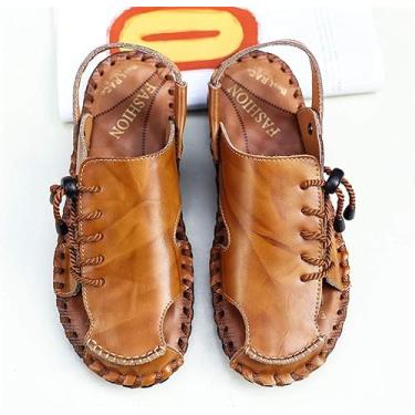 Imagem de Sandálias Esportivas Ao Ar Livre Pescador De Couro Masculino Respirável Verão Casual Com Alça Ajustável Sapatos Caminhada Na Praia, A, 39 EU