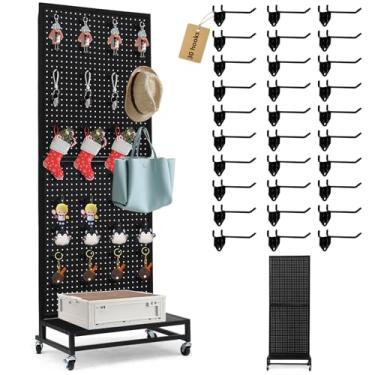 Imagem de Eastern Tree Suporte de exibição de quadro de metal de 6 x 1,8 m com placa de base, painel de painel de pegboard com rodas, suporte de exibição de placa de pino, display de quadro de pegboard com 30