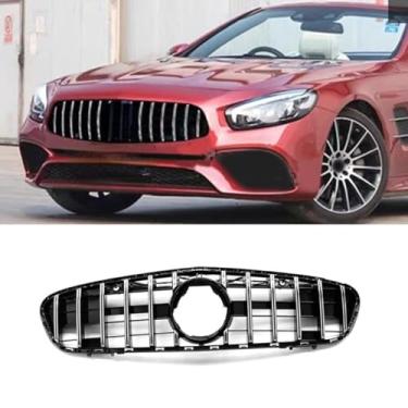 Imagem de Grade de para-choque de carro tiras decorativas grade de corrida estilo GT grade de para-choque dianteiro para SL R231 2017-2020 parte externa (prata)