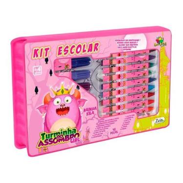 Imagem de Kit Escolar Infantil Turminha do Assombro Girl 94 Peças de Colorir Art
