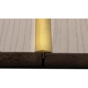 Imagem de Tira De Acabamento De Latão Sólido Tiras De Acabamento De Ouro, Tira Divisora De Piso De Moldagem Em T Lamite Para Carpete, Barra De Pasta De Costura Decorativa De Borda De Az, Gold, 18mm (3/4") W