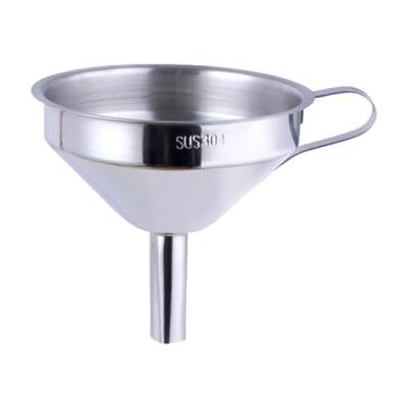 Imagem de Fenteer Funil de óleo de cozinha, ferramenta de cozinha versátil à prova de vazamentos com filtro removível para encher garrafas de água, laboratório, Prata