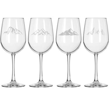 Imagem de MIP Conjunto de 4 taças de vinho para presente de vinho tinto ou branco coleção montanhas ao ar livre caminhadas escalada (haste de 473 ml de altura)