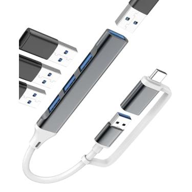 Imagem de Adaptador USB C USB para OTG (4 em 2) para iPhone 16 15 Thunderbolt 3.0 Dongle para Apple Macbook Laptop Multiport Extension Docking Station PC Splitter para iPad Leitor de Cartão Porta Tipo C