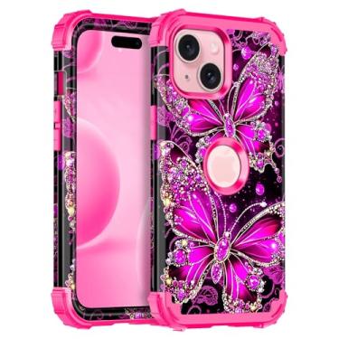 Imagem de Casetego Capa para iPhone 15 Plus, brilha no escuro, três camadas, resistente, à prova de choque, proteção total, policarbonato rígido + capa amortecedora de TPU macio para Apple iPhone 15 Plus de 6,7