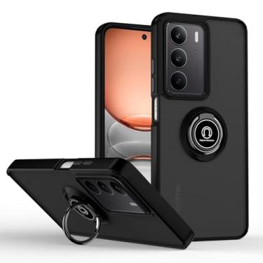 Imagem de QUIETIP Capa compatível com Realme C75 e Realme 14x com protetor de tela, TPU + anel magnético de policarbonato rígido, capa de suporte para carro, preta