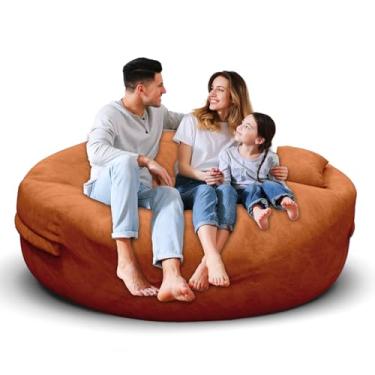 Imagem de Cadeira de pufe para adultos de 1,8 m, capa macia removível para quarto de adolescentes/meninas, poltronas fofas gigantes de chão redondo (sem enchimento, laranja)