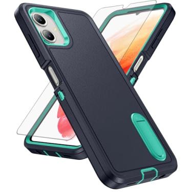 Imagem de Asuwish Capa de celular para Samsung Galaxy A06 5G com protetor de tela de vidro temperado, suporte oculto híbrido, resistente, à prova de choque, resistente, proteção Ao6 A 06 4G LTE mulheres homens