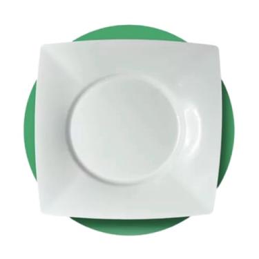 Imagem de Prato Raso com Borda Branco Refeição Churrasco Festa Pratos Plastico Quadrado Branco Preto(BRANCO,10)