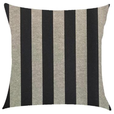 Imagem de Capa de Almofada em Jacquard Listrado Preto e Crú 43x43cm - Sua Casa D