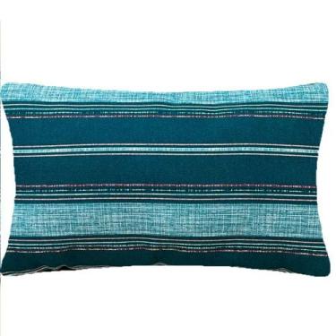 Imagem de Almofada Retangular Listras Verde Escuro Impermeável 50x28cm - Sua Cas