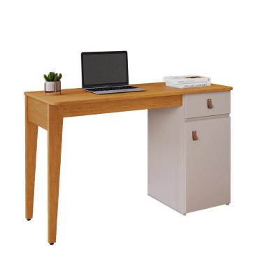 Imagem de Mesa Escrivaninha Helô Com 1 Porta 1 Gaveta Jcm Cinamono Off White