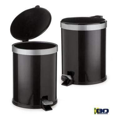 Imagem de Kit 2 Lixeiras em Pedal 12 Litros Anti odor Resistente - Viel, Preta