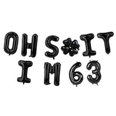 Imagem de Oh I'm 63! Balões de látex 40,6 cm preto Hallo Sessenta e três Cheers a 63 anos decoração temática para homem mulher feliz 63º aniversário festa estúdio foto adereço bandeira decorações lembrancinhas