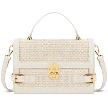 Imagem de KKXIU Bolsas transversais de palha para mulheres, Bege