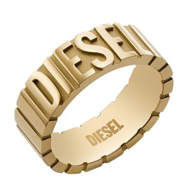 Imagem de Diesel Anel masculino dourado com logotipo de aço inoxidável (modelo: DX1439710), Aço inoxidável, Sem pedra preciosa