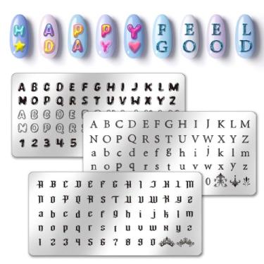 Imagem de PH PandaHall 3 Peças De Placas Carimbo Letras E Números Para Unhas, Estilos Alfabeto, Tipo Letra, Estênceis Arte, Impressão Placa Imagem Aço Inoxidável Design Salão Manicure