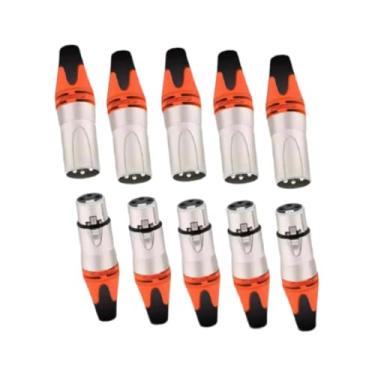 Imagem de menolana Cabo XLR Conector Soquete Áudio Macho E Fêmea 10 Peças Microfone Plugue DJ Festa Estúdio, Laranja