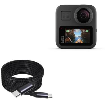 Imagem de BoxWave Cabo compatível com GoPro Max - Cabo DirectSync PD (3 m) - USB-C para USB-C (100W), carregamento rápido de liga de nylon trançado tipo C longo - Preto