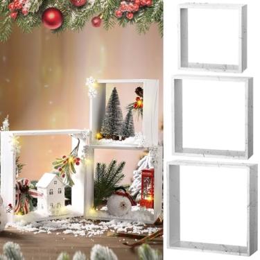 Imagem de Cinnvoice 3 peças de placa central de mesa de estrela de madeira para artesanato, mesa de café, lareira, manto, estante, bandeja em camadas, detalhes rústicos, enfeite de Natal DIY para casa de