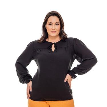 Imagem de Blusa Feminina Plus Size Camisa Social Exclusivas Manga Longa Elegante