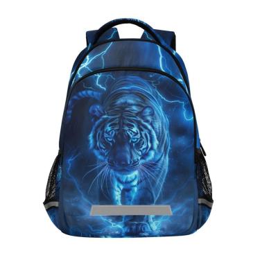 Imagem de Mochila WEVIBOFU Blue White Tiger Lightning para crianças de 6 a 12 anos