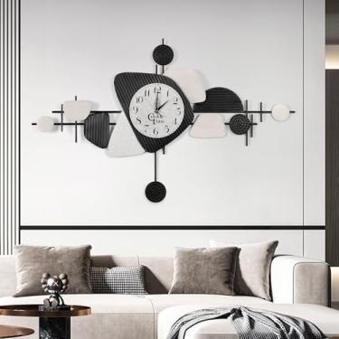 Imagem de Lucky Monet Relógio de parede grande de metal para sala de estar, relógio de parede decorativo, 90 cm C C x 61 cm L relógio de metal decoração de arte de parede sem tique-taque silencioso para quarto