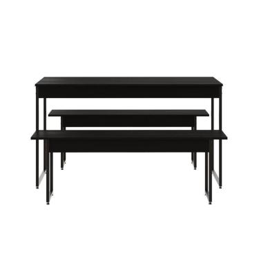 Imagem de Mesa De Jantar Com 2 Bancos Estilo Industrial Tub Preto ônix /