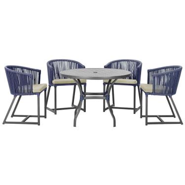 Imagem de Mesa Com 4 Cadeiras E Noronha Estofado 7 Trama autêntico Azul