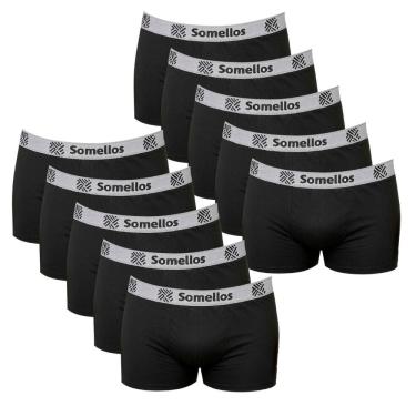 Imagem de Kit 10 Cuecas Somellos  PLUS SIZE EXG2 Boxer Preta Somellos Microfibra