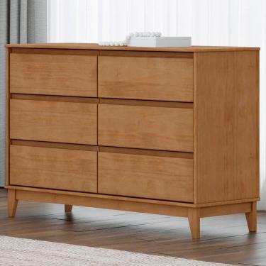 Imagem de Cômoda Para Quarto 125cm 6 Gavetas Pé Madeira Solvi Freijó F07 - Mpozenato