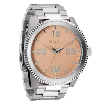 Imagem de Nixon Relógio masculino Corporal SS A346. 100 m resistente à água XL (mostrador do relógio de 48 mm. Pulseira de aço inoxidável de 24 mm), prata/coral, Aço inoxidável corporal