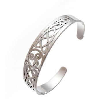Imagem de Pulseira Bracelete Viking Trançada Tribal Custom Triquetra Runas Vazad