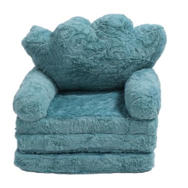 Imagem de Flip Out Cadeir Green Dollow Crown Crown fofo macio confortável sofá para garotas meninas escolares em casa Escola de jardim de infância portátil portátil (3 Nível)