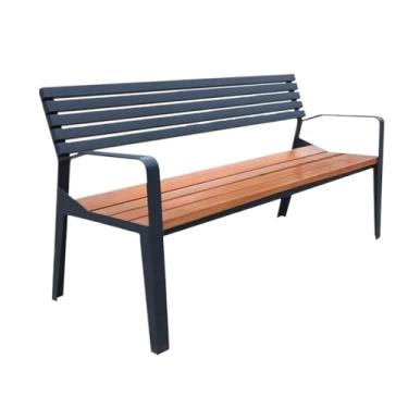 Imagem de ZzleoyuUUs-12 Banco de jardim ao ar livre, banco externo com encosto, apoios de braços, triplos, descanso de madeira comunitário, para casa, varanda, pátio, lounge, banco (grande)