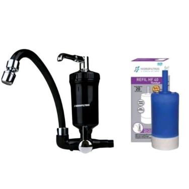 Imagem de Torneira De Bancada Com Filtro Preto/Cromado + Refil Extra