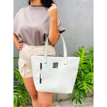 Imagem de Bolsa Shopper Nylon GOOD VIBES ONLY de Ombro Clean Esportiva Academia 