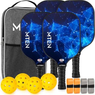 Imagem de Conjunto de pás Pickleball, superfície de fibra de vidro MTEN, aprovad