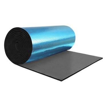 Imagem de X AUTOHAUX 590 mil 15 mm 10,76 m² Tapete de amortecimento de som de carro folha de alumínio material autoadesivo universal para capô barco capa de motor 200 x 50 cm azul