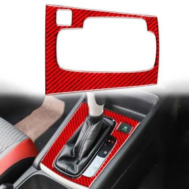 Imagem de FINMOKAL 1 peça de capa de painel de mudança de marchas de carro de fibra de carbono compatível com Honda Fit 2020+, vermelho (apenas adequado para RHD)
