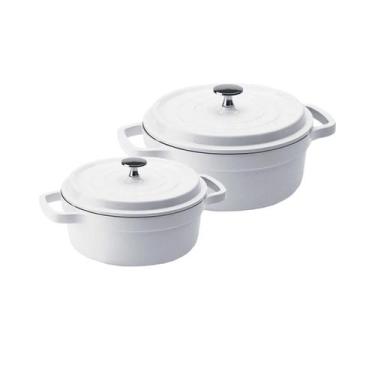 Imagem de Kit Conjunto Caçarola Hercules Revestimento Ceramico Indução Branca 4,