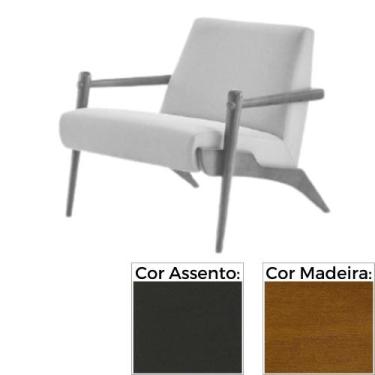 Imagem de Poltrona MH-3794 Herval Madeira Amêndoa Assento Estofado Marron Café G