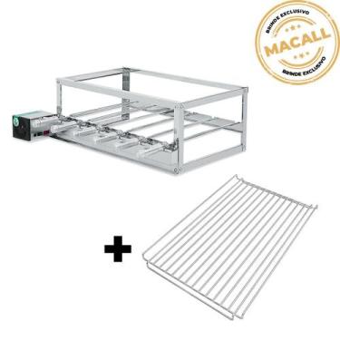 Imagem de Churrasqueira Giratória Inox 6 Espetos 2 Andares ECO + Grelha Auxiliar
