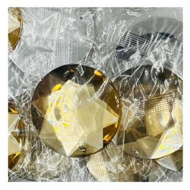 Imagem de Chaton Strass 31mm Cristal Dourado Redondo 10pçs Artesanato 36g - Maca