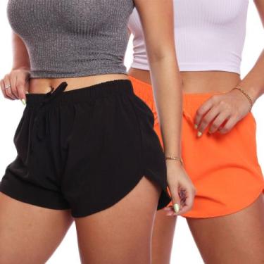 Imagem de Kit 2 Shorts Curto Feminino Tactel Praia Piscina Academia Corrida - Ad