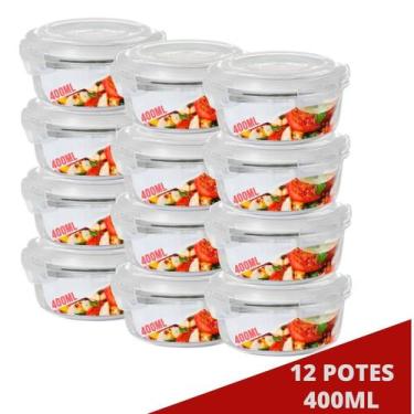 Imagem de 12 Pote de Vidro Redondo c/ Trava 400ML Freezer Airfryer Casa - QUALIT